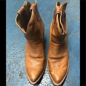 Frye Tan Ankle Cowboy Boots, size 10B